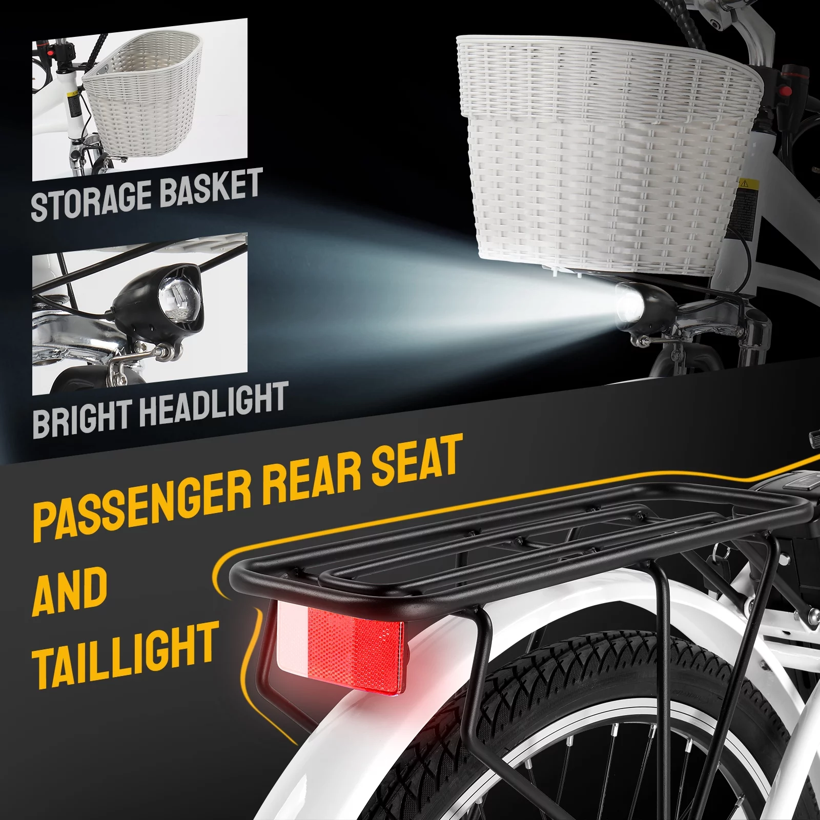 PEXMOR Electric Bike for Adults, 350W (Peak 500W) City Commuter Ebike 36V 12.5AH Removable Battery, 26