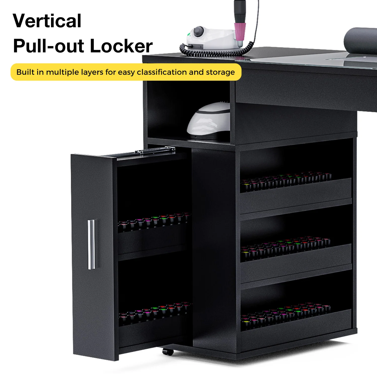 Advwin Nail Desk w/ Acetone-Resistant Glass Table Top