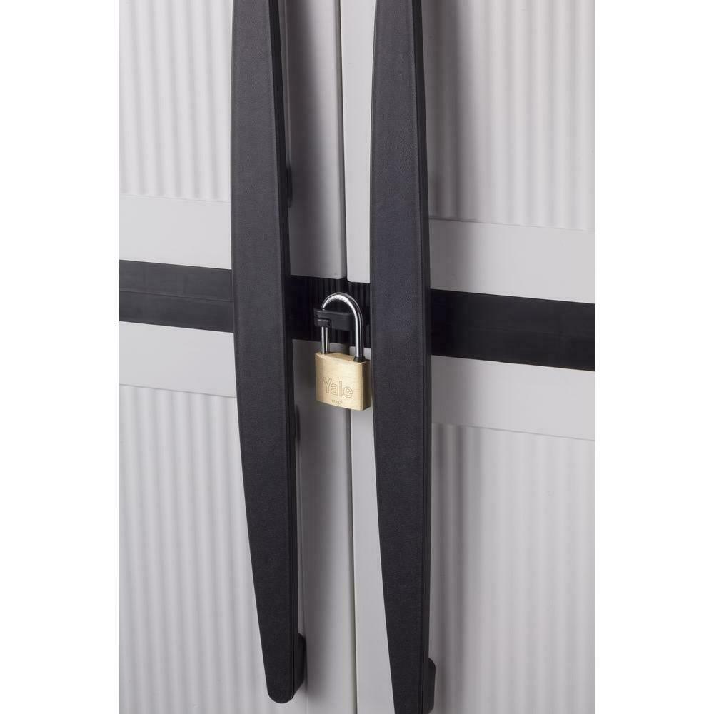 2025 HDX Gray Plastic Freestanding Garage Cabinet, 35′′W x 71′′H x 18′′D, with Adjustable Shelves and Lockable Doors