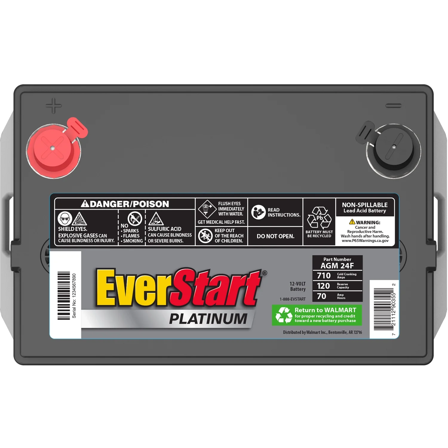 EverStart Platinum AGM Automotive Battery, Group Size 24F 12 Volt, 750 CCA - MadeInUSA