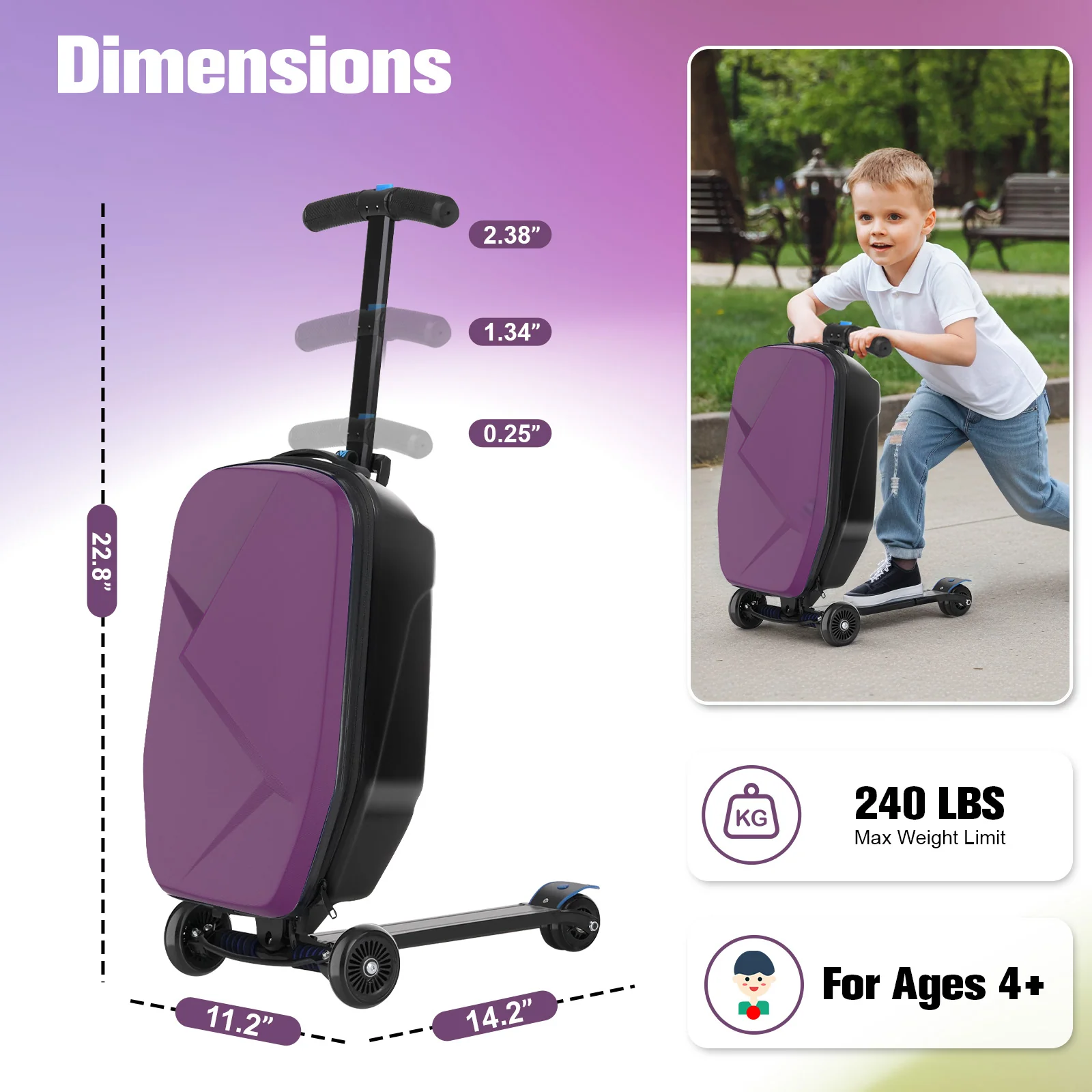 Advwin Foldable Hardshell Scooter Suitcase