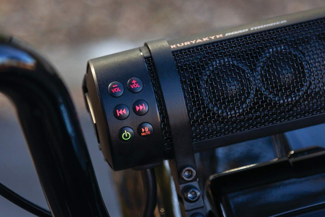 Kuryakyn Road Thunder 300W Waterproof Bluetooth Motorcycle Sound Bar, Handlebar Mount, Satin Black