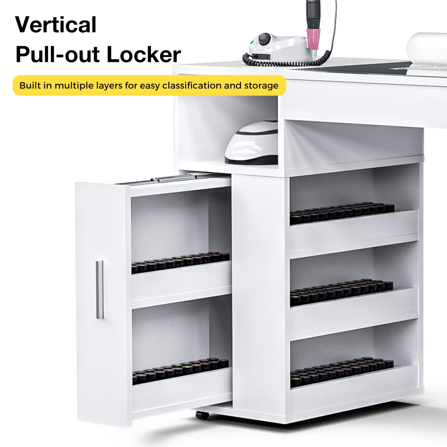 Advwin Nail Desk w/ Acetone-Resistant Glass Table Top