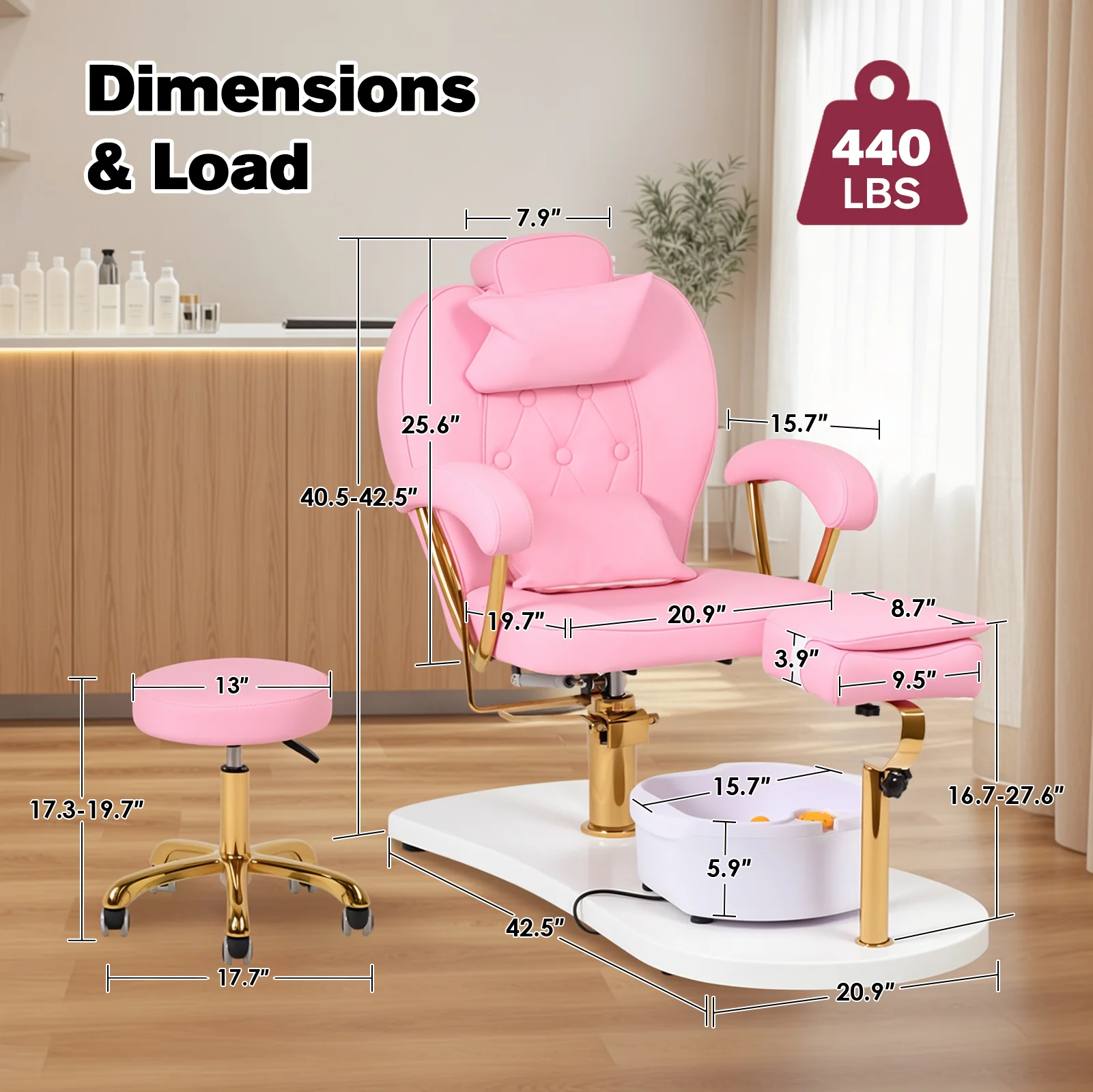 Advwin Pedicure Chair with Adjustable Height