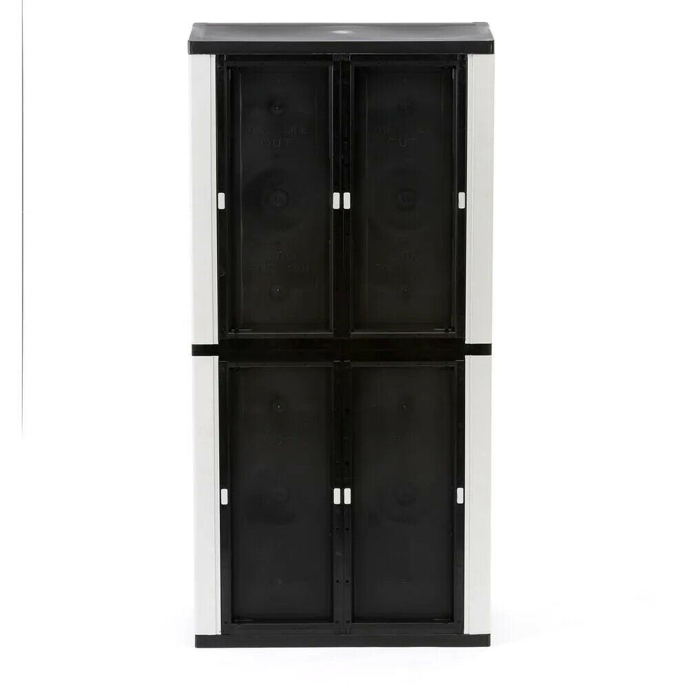 2025 HDX Gray Plastic Freestanding Garage Cabinet, 35′′W x 71′′H x 18′′D, with Adjustable Shelves and Lockable Doors