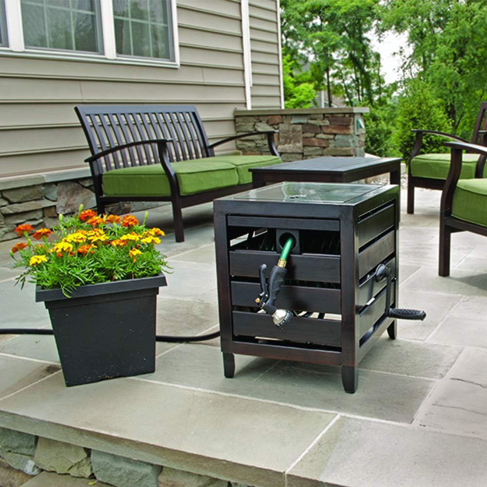 AMES NeverLeak Metal Hose Cabinet, 150-Foot Capacity, Cold-Weather Resistant, Black