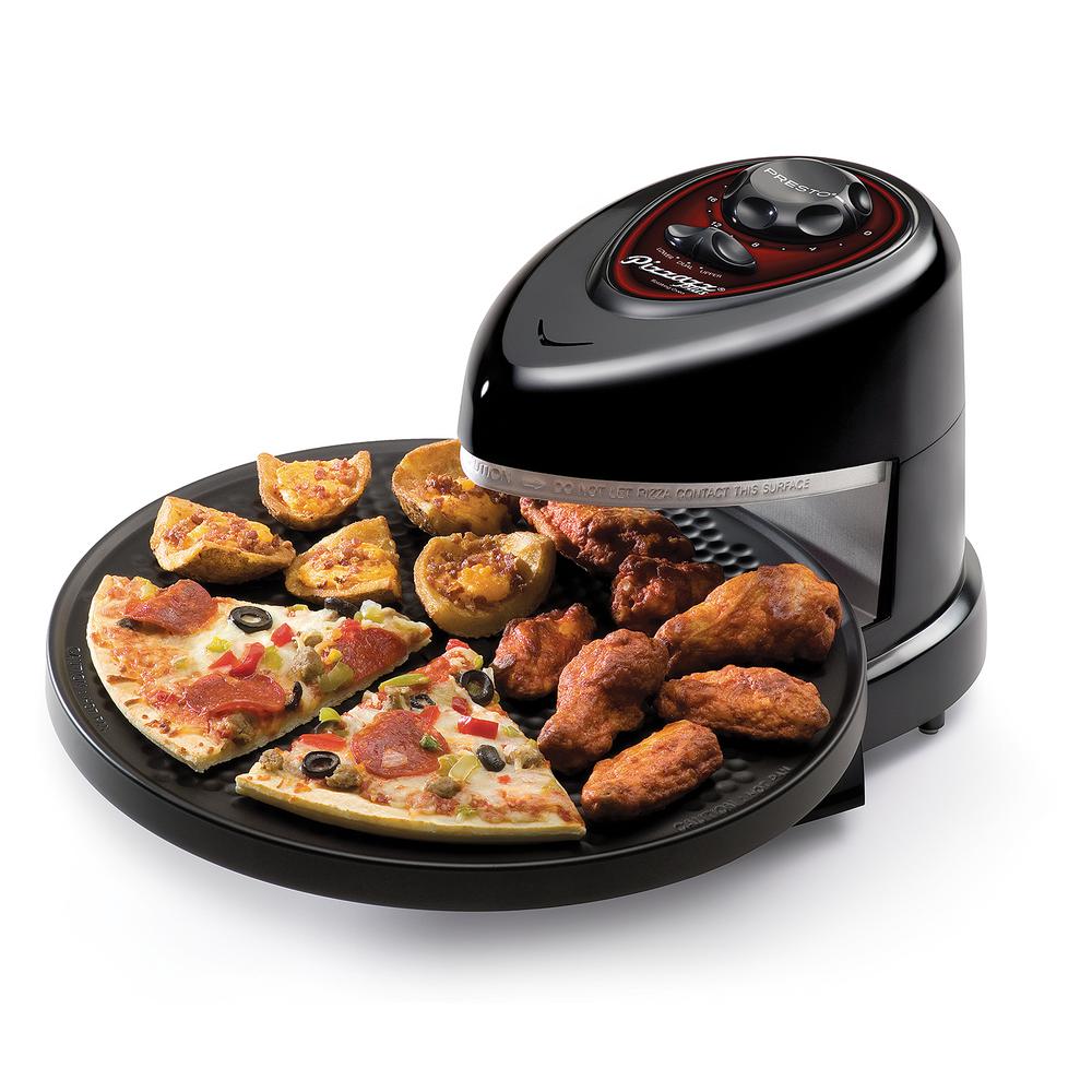 Presto Pizzazz Plus 1235W Rotating Countertop Pizza Oven with Timer, Non-Stick, Black