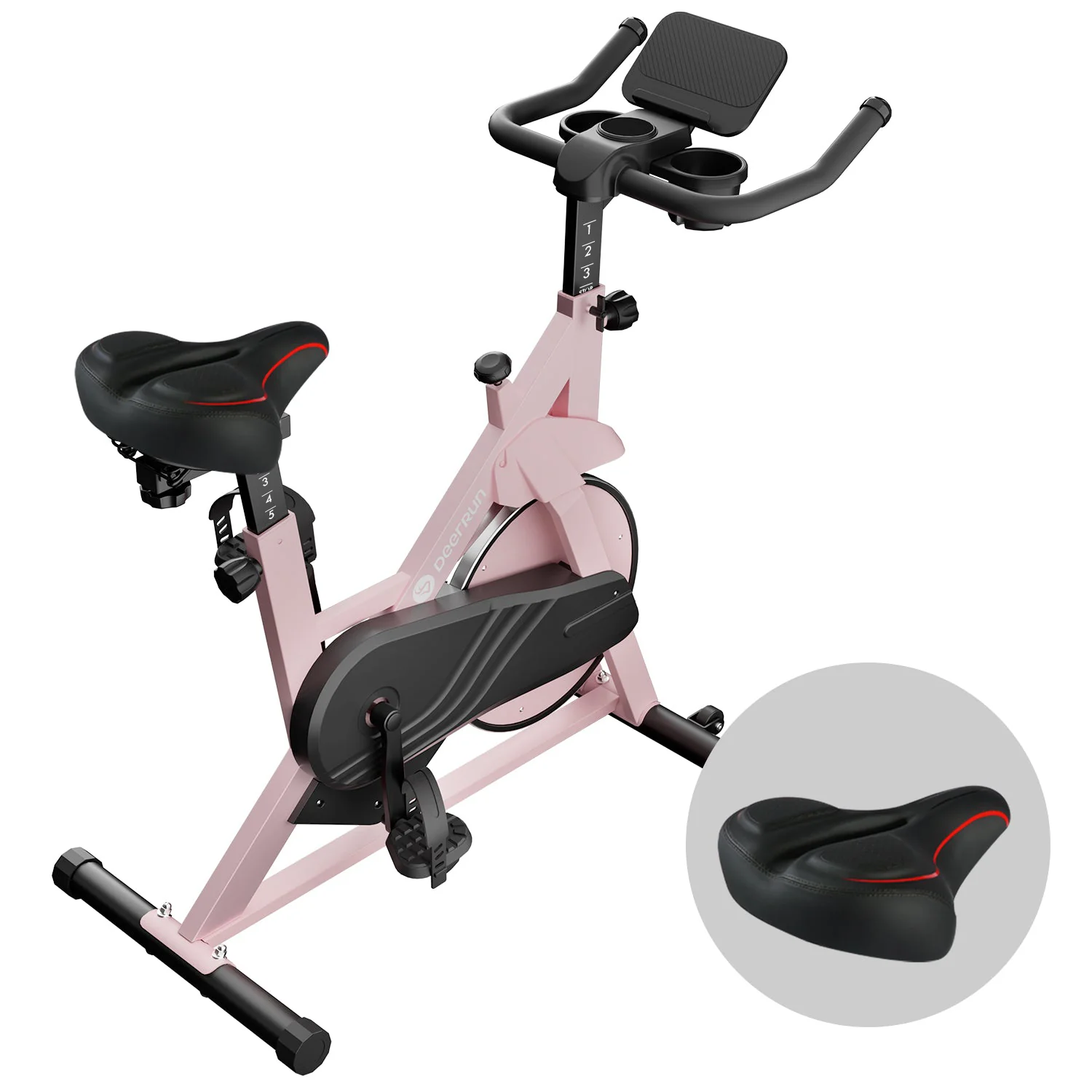 DeerRun S500 Indoor Smart Stationary Cycling Bike with PitPat App, 1-32 Magnetic Resistance-Pink