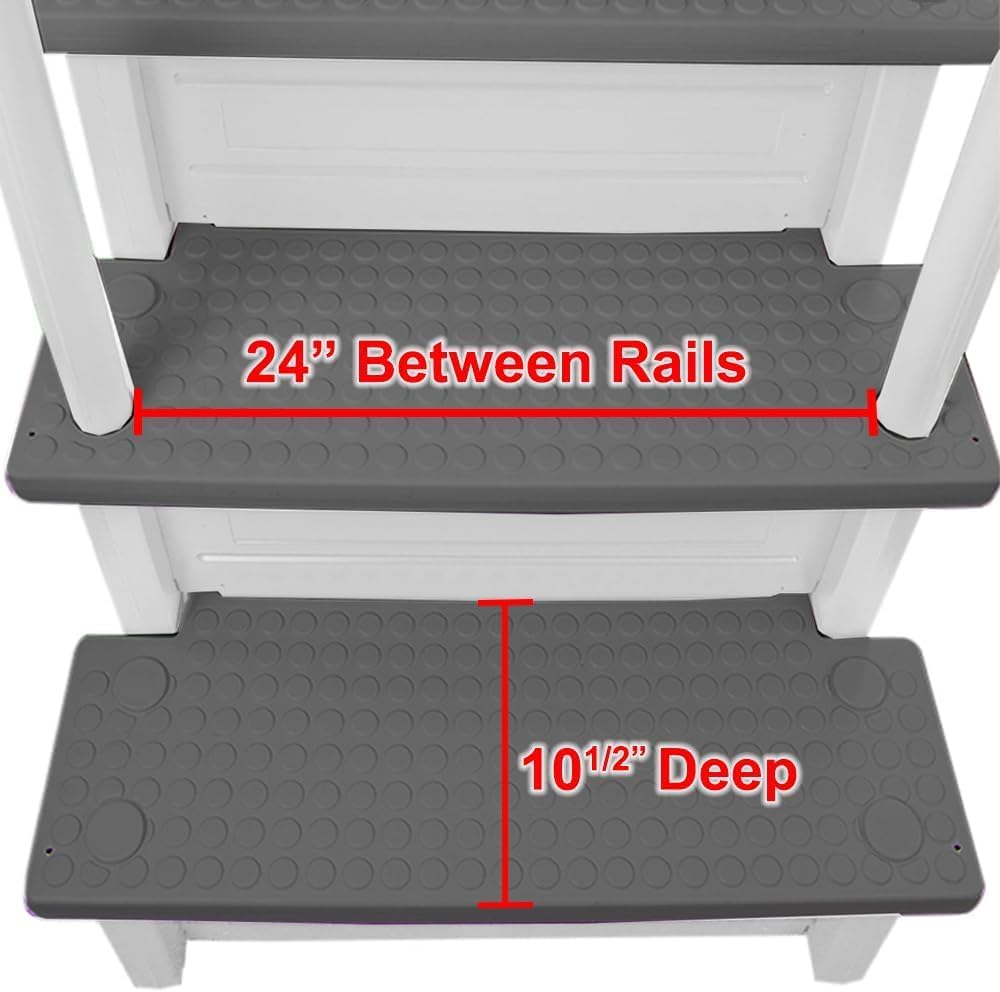 Select Anti-Slip in-Pool Steps | Gray | for Above Ground Swimming Pools | Can Mount to Decks 48