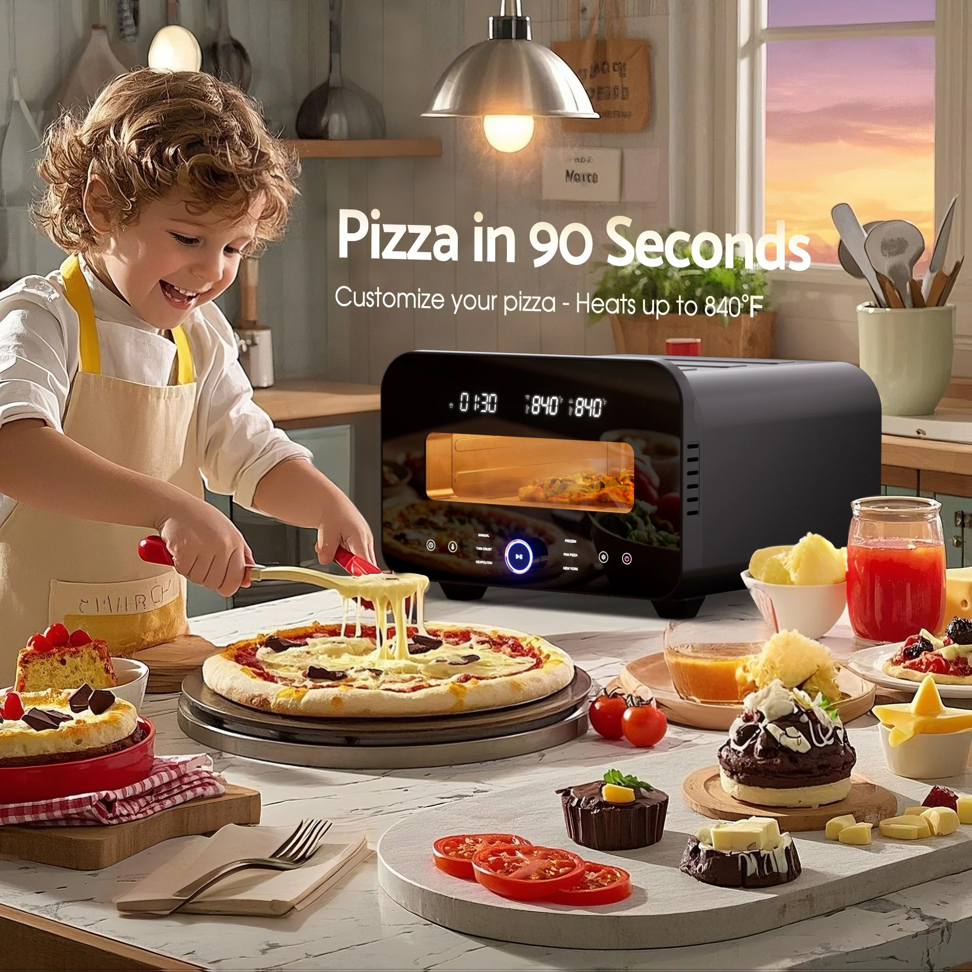 Edvwin Electric Countertop Pizza Oven 1700W