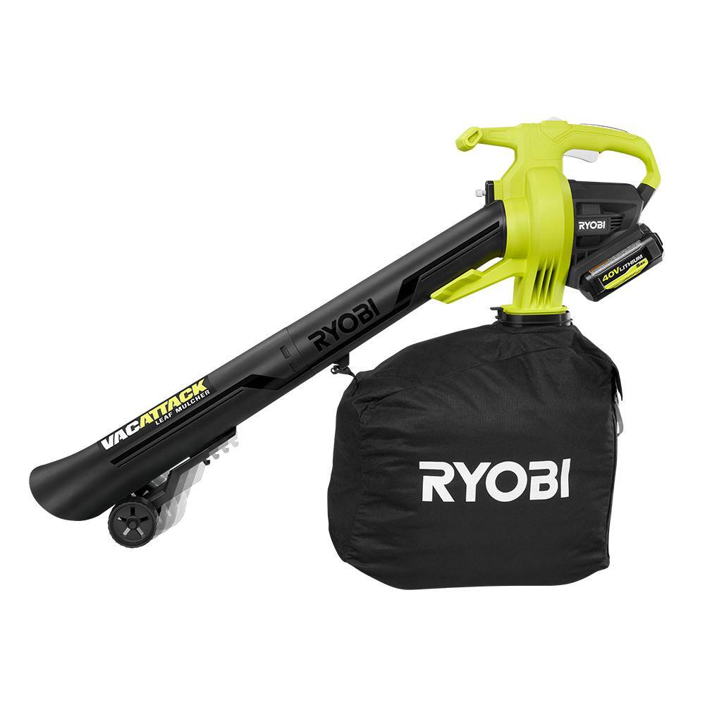 2025 RYOBI 40V Vac Attack Cordless Leaf VacuumMulcher with (2) 5.0 Ah Batteries and (1) Charger RY40451-2B