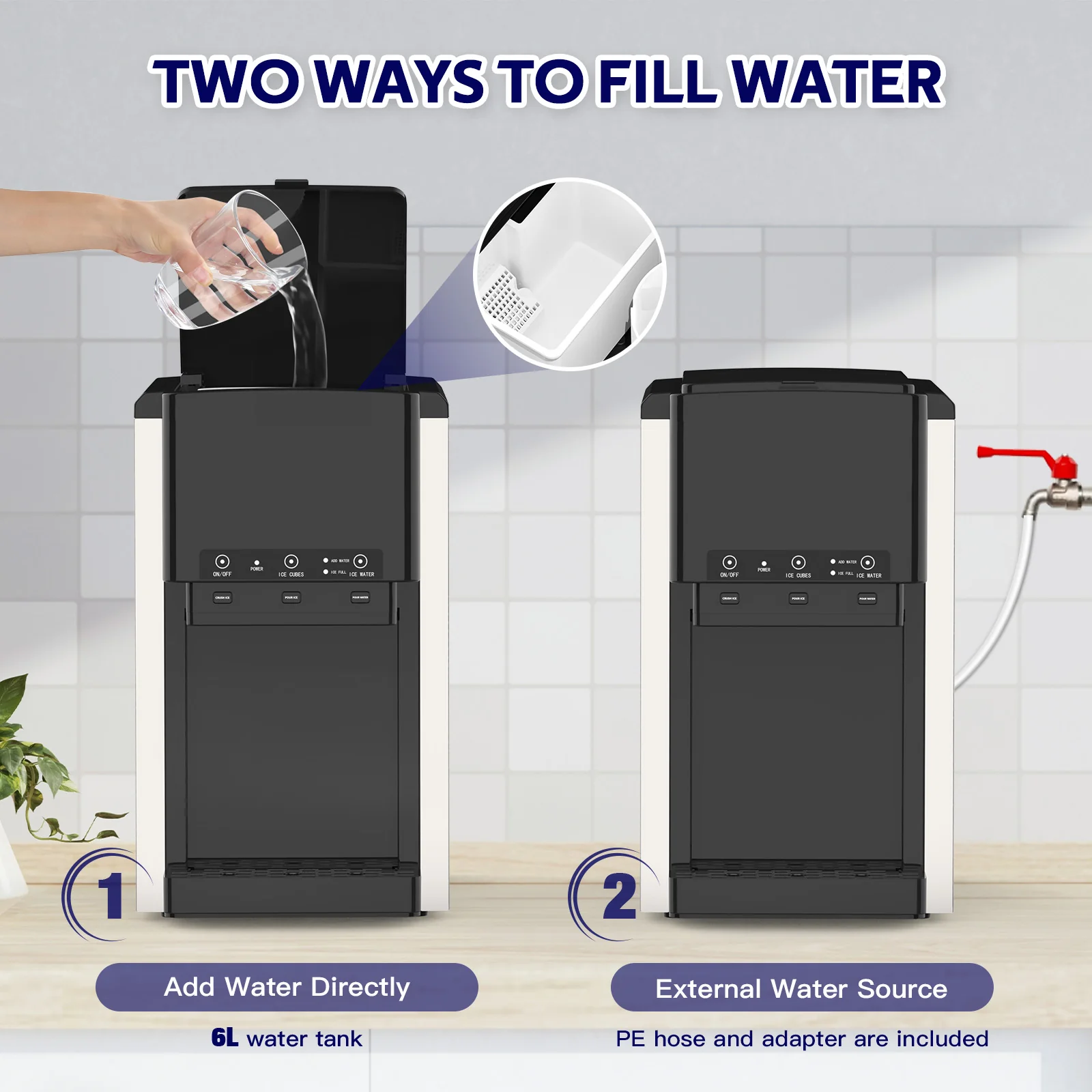 Advwin 3-In-1 Water Dispenser w/Ice Maker Countertop