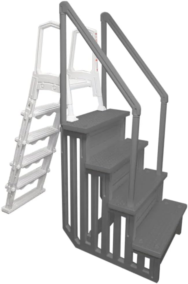 Select Anti-Slip in-Pool Steps | Gray | for Above Ground Swimming Pools | Can Mount to Decks 48