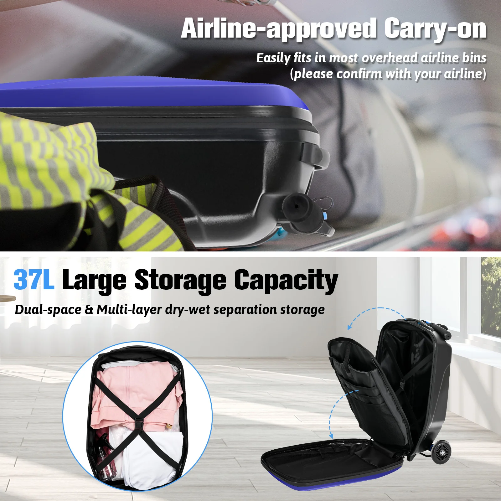 Advwin Foldable Hardshell Scooter Suitcase