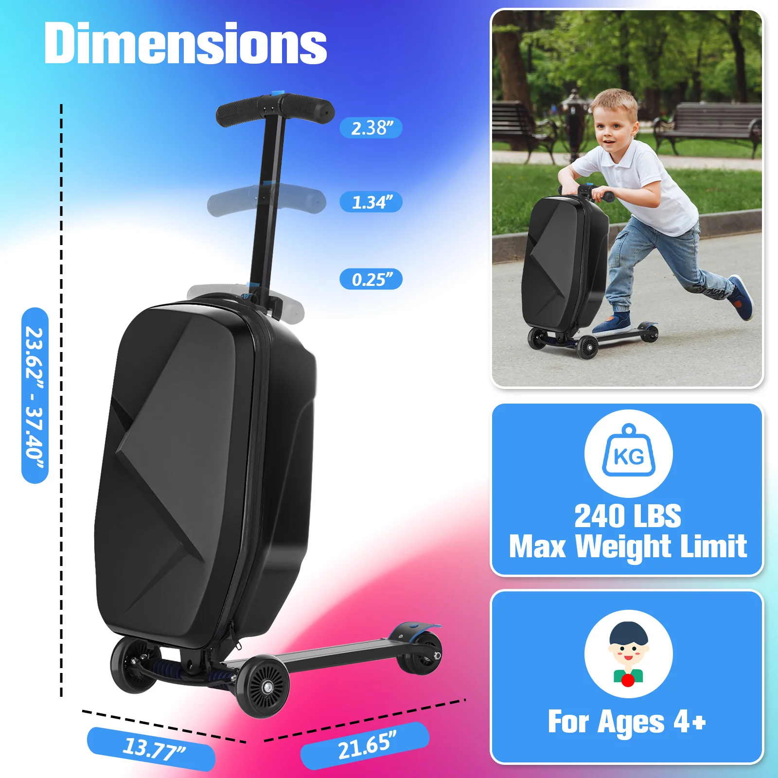 Advwin Foldable Hardshell Scooter Suitcase