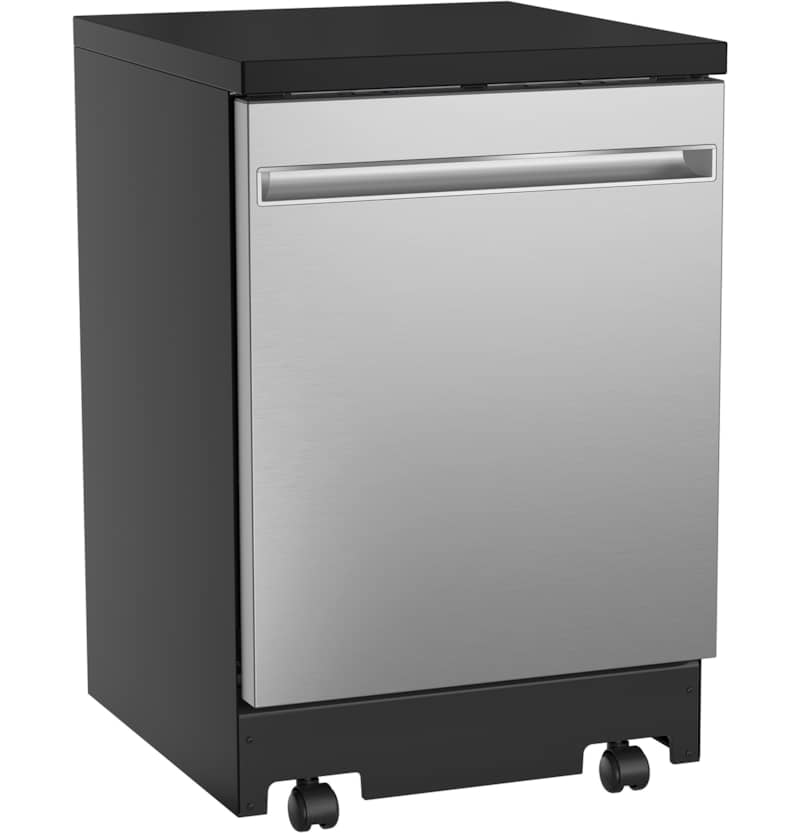 GE 24 Stainless Steel Portable Dishwasher With Sanitize Cycle