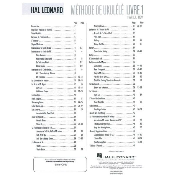 Hal Leonard Méthode de Ukulélé 1