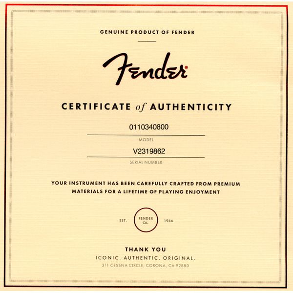 Fender AV II 66 JAZZMASTER RW WT3TB