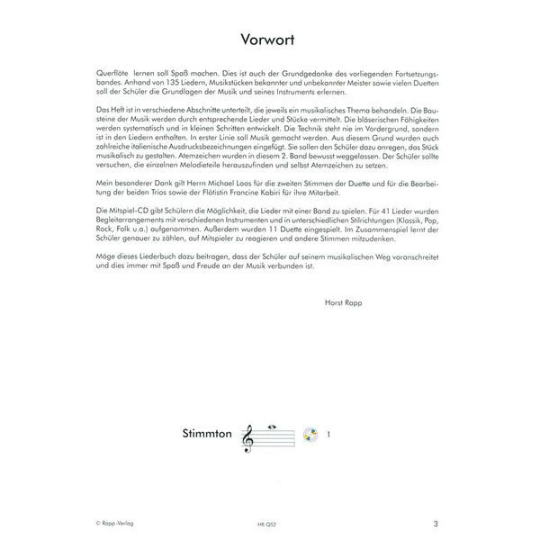 Horst Rapp Verlag Querfl&ouml;te Lernen mit Spa 2