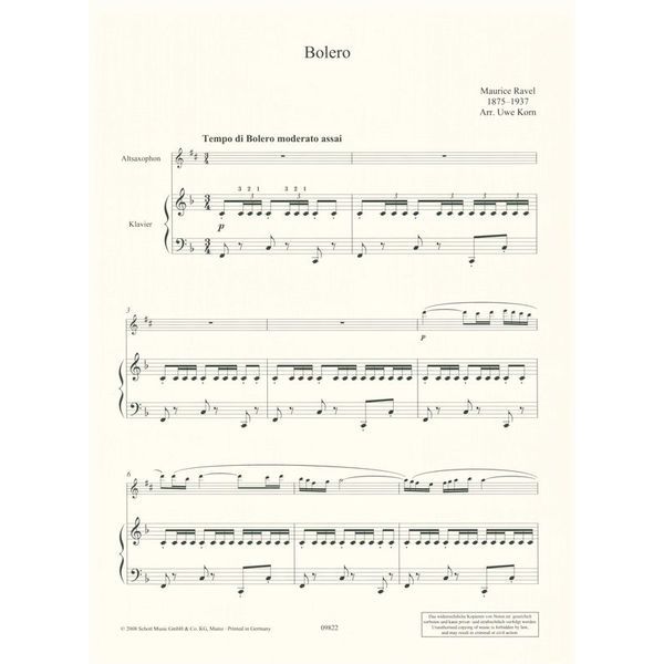 Schott Ravel Bolero (A-Sax)