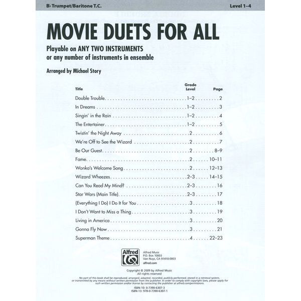 Alfred Music Publishing Movie Duets For All Trumpet