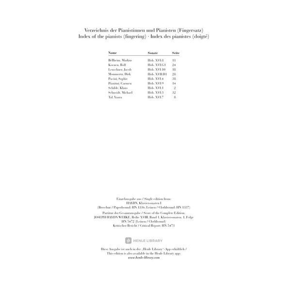 Henle Verlag Haydn Kleine frühe Sonaten