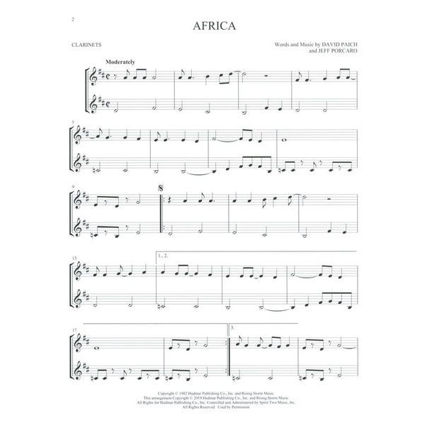 Hal Leonard Pop Classics For Two Clarinets