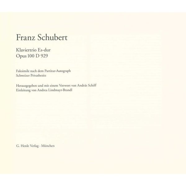 Henle Verlag Schubert Klaviertrio Es-dur