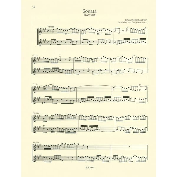 Brenreiter Bach 4 Sonaten für 2 Fl&ouml;ten
