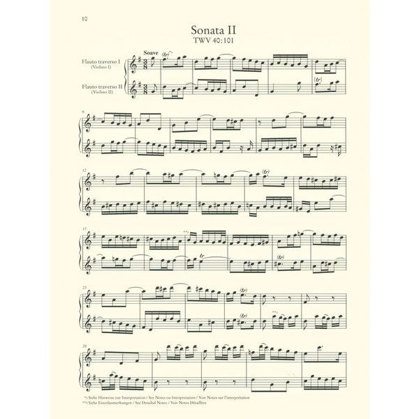 Wiener Urtext Edition Telemann Sonaten zwei Fl&ouml;ten