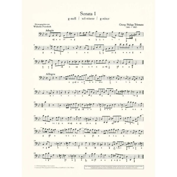 Schott Telemann 6 Sonaten Violine