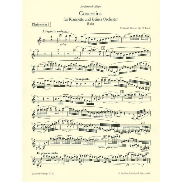 Breitkopf & Hrtel Busoni Concertino Clarinet