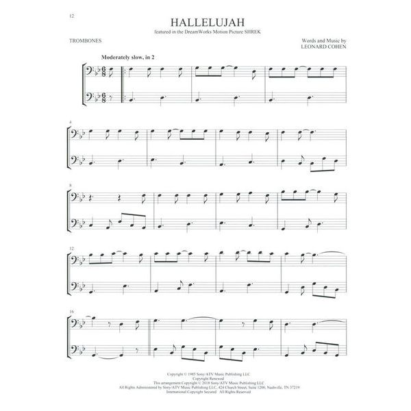 Hal Leonard Movie Songs For Two Trombones