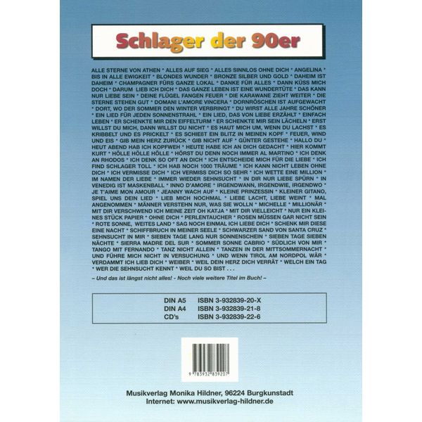 Musikverlag Hildner 140 deutsche Schlager 90