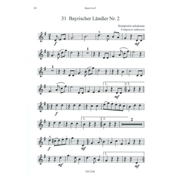 Friedrich Hofmeister Verlag Waldhornquartette 2