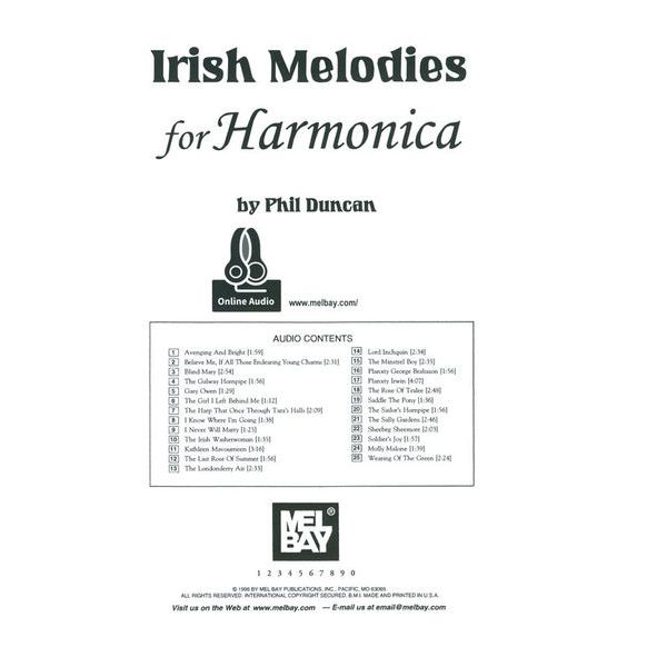 Mel Bay Irish Melodies For Harmonica