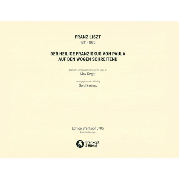Breitkopf & Hrtel Liszt Der Heilige Franziskus