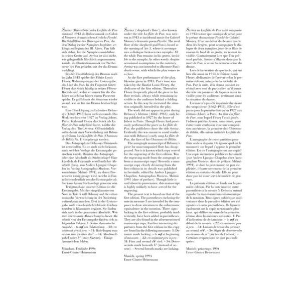 Henle Verlag Debussy Syrinx