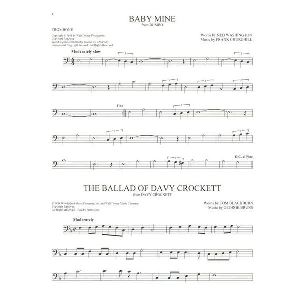 Hal Leonard 101 Disney Songs Trombone