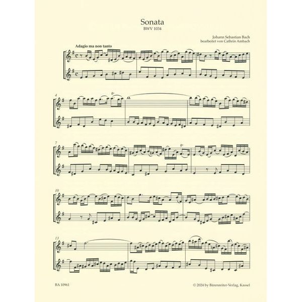 Brenreiter Bach 4 Sonaten für 2 Fl&ouml;ten