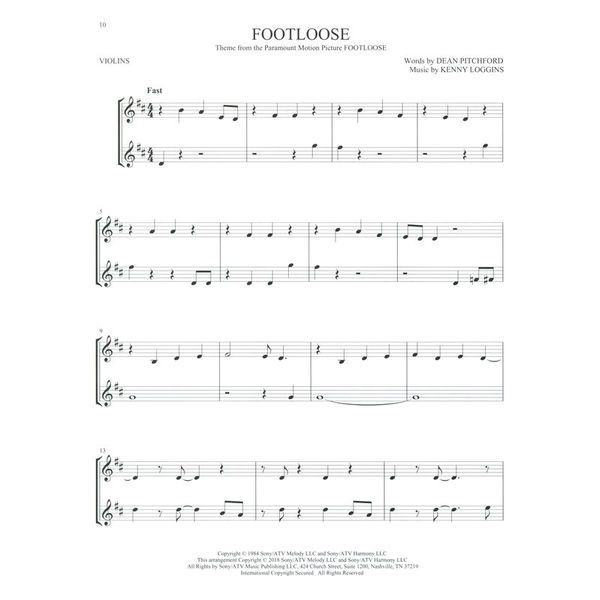Hal Leonard Movie Songs For Two Violins