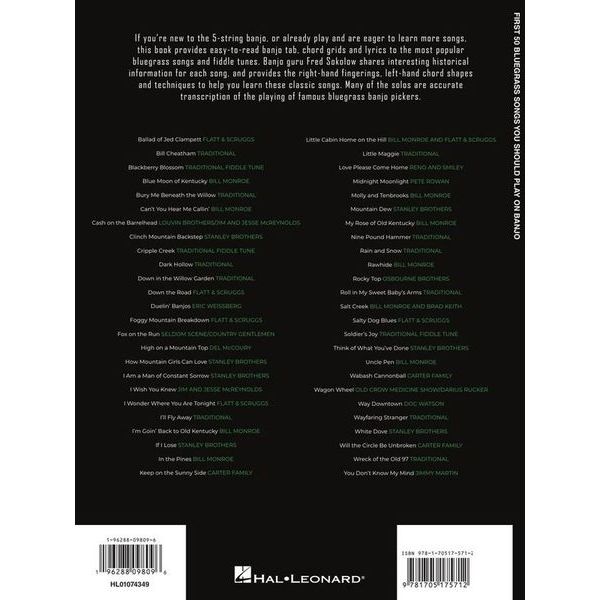 Hal Leonard 50 First Bluegrass Songs Banjo