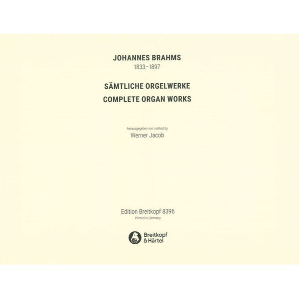 Breitkopf & Hrtel Brahms Smtliche Orgelwerke