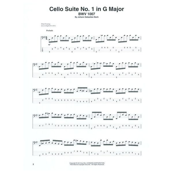 Hal Leonard Bach Cello Suites Bass Guitar