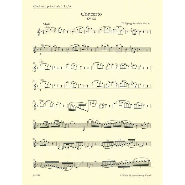 Brenreiter Mozart Adagio KV 622