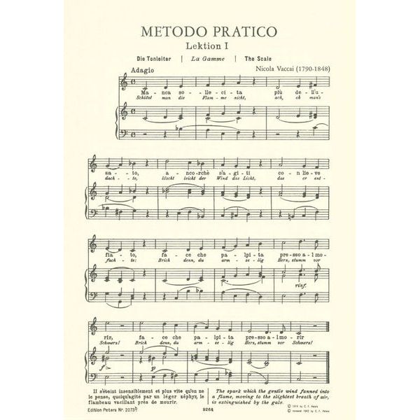 Edition Peters Vaccai Metodo Canto Medium