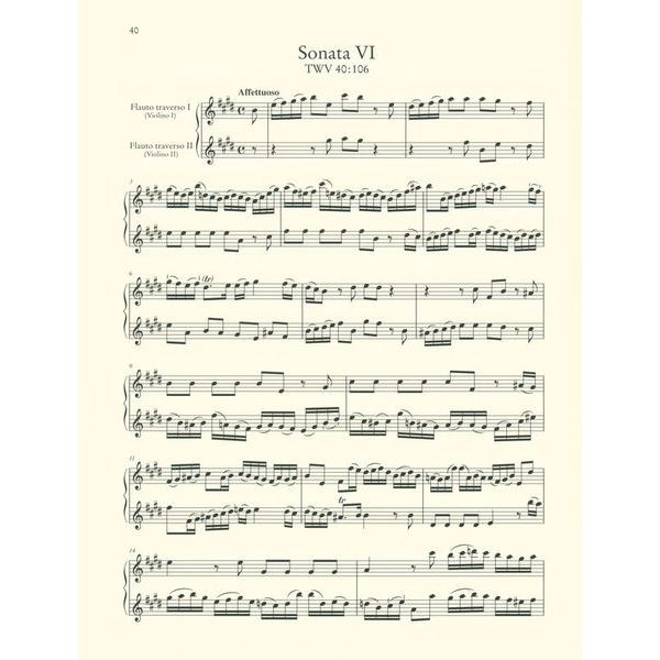 Wiener Urtext Edition Telemann Sonaten zwei Fl&ouml;ten