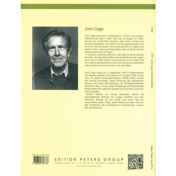 Edition Peters Cage 4'33''