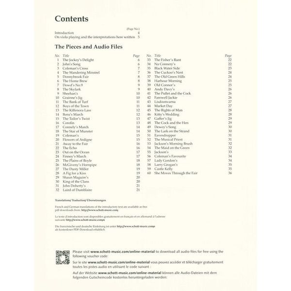 Schott Irish Folk Tunes For Viola