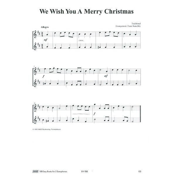 Hage Musikverlag 100 Leichte Duette Saxophon